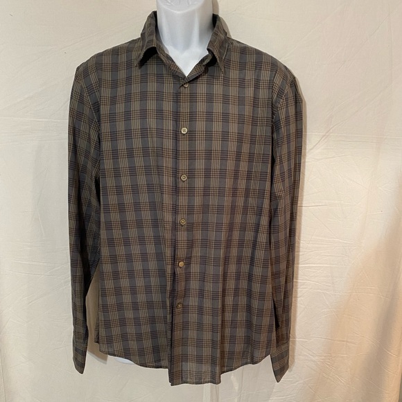 JOHN VARVATOS USA Men’s Plaid Button Down Shirt Sz L - Picture 1 of 5